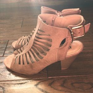 Tan Faux Suede Heels